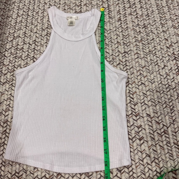 Bozzolo White High Neck Ribbed Cropped Tank Top - Picture 6 of 6